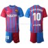 Maillot de Foot FC Barcelone Ronaldinho 10 Enfant Domicile 2021-2022 Manche Courte