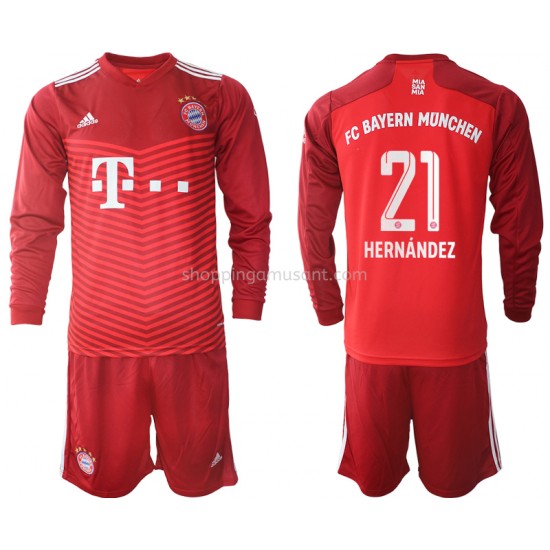 Maillot de Foot Bayern Munich Lucas Hernandez 21 Enfant Domicile 2021-2022 Manche Longue