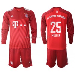 Maillot de Foot Bayern Munich Thomas Müller 25 Enfant Domicile 2021-2022 Manche Longue