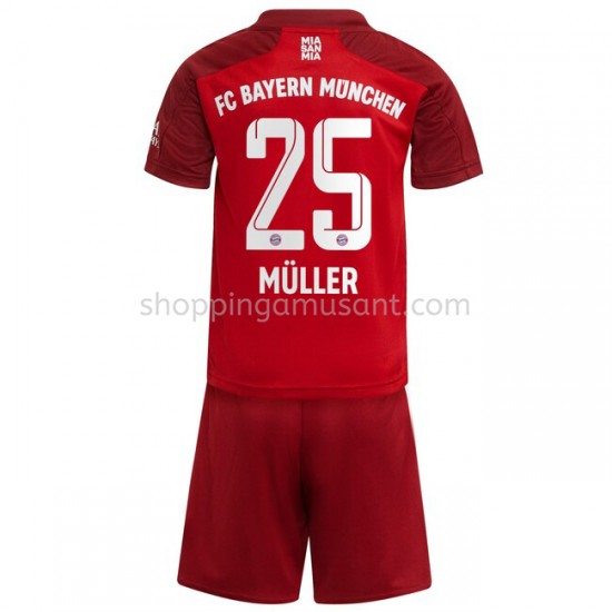 Maillot de Foot Bayern Munich Thomas Müller 25 Enfant Domicile 2021-2022 Manche Courte