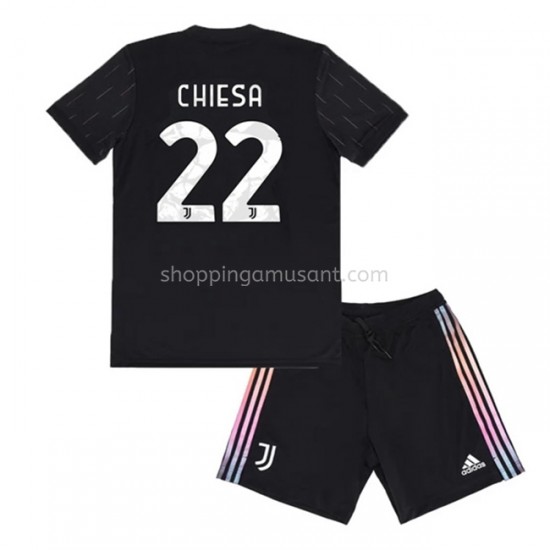 Maillot de Foot Juventus Federico Chiesa 22 Enfant Extérieur 2021-2022 Manche Courte