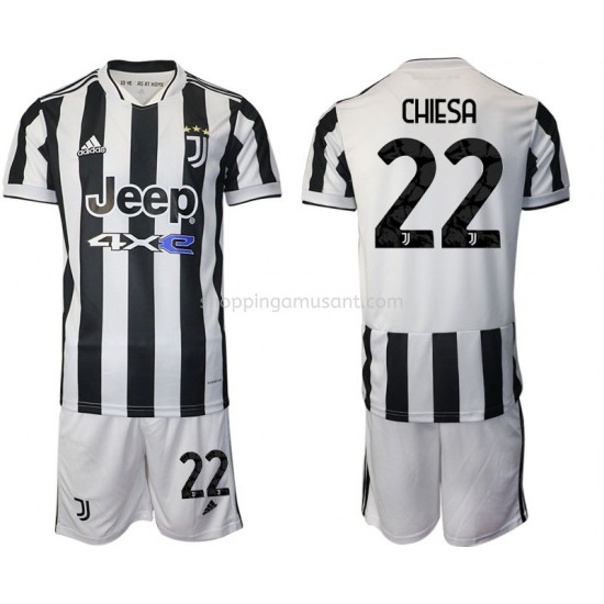 Maillot de Foot Juventus Federico Chiesa 22 Enfant Domicile 2021-2022 Manche Courte