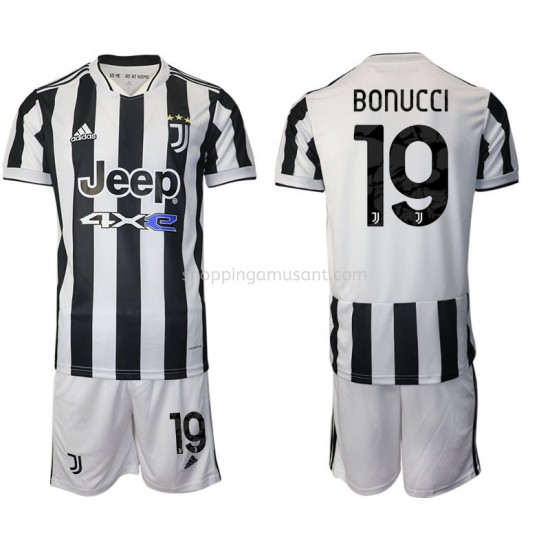 Maillot de Foot Juventus Leonardo Bonucci 19 Enfant Domicile 2021-2022 Manche Courte