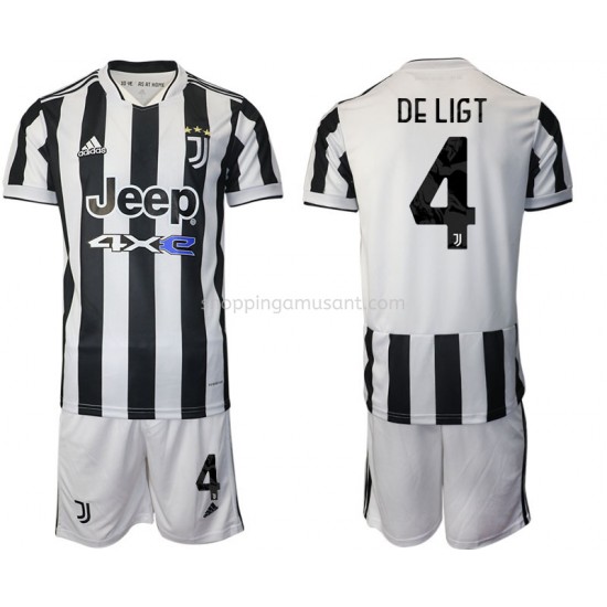 Maillot de Foot Juventus Matthijs de Ligt 4 Enfant Domicile 2021-2022 Manche Courte