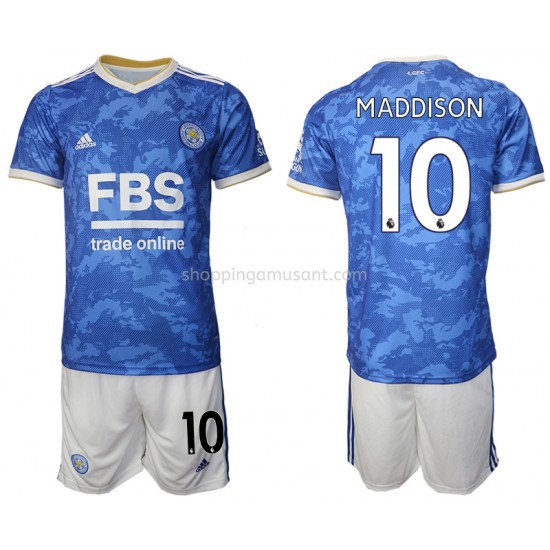 Maillot de Foot Leicester City James Maddison 10 Enfant Domicile 2021-2022 Manche Courte