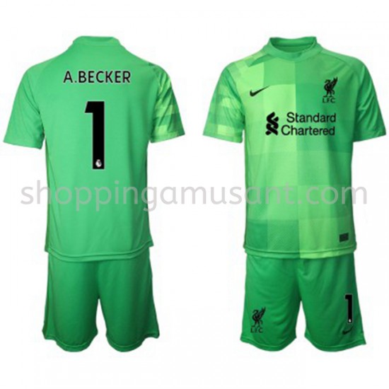 Maillot de Foot Liverpool Gardien Alisson Becker 1 Enfant Domicile 2021-2022 Manche Courte