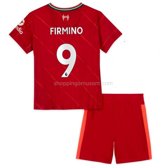 Maillot de Foot Liverpool Roberto Firmino 9 Enfant Domicile 2021-2022 Manche Courte