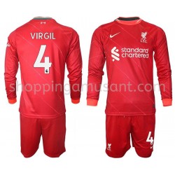 Maillot de Foot Liverpool VIRGIL 4 Enfant Domicile 2021-2022 Manche Longue