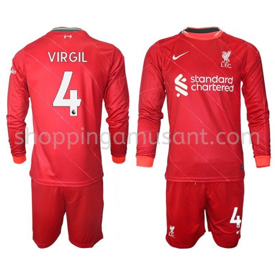 Maillot de Foot Liverpool VIRGIL 4 Enfant Domicile 2021-2022 Manche Longue
