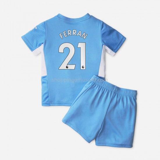 Maillot de Foot Manchester City Ferran Torres 21 Enfant Domicile 2021-2022 Manche Courte