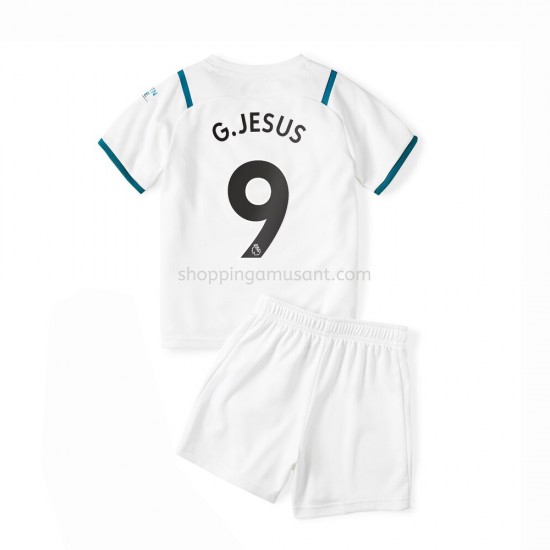 Maillot de Foot Manchester City Gabriel Jesus 9 Enfant Extérieur 2021-2022 Manche Courte