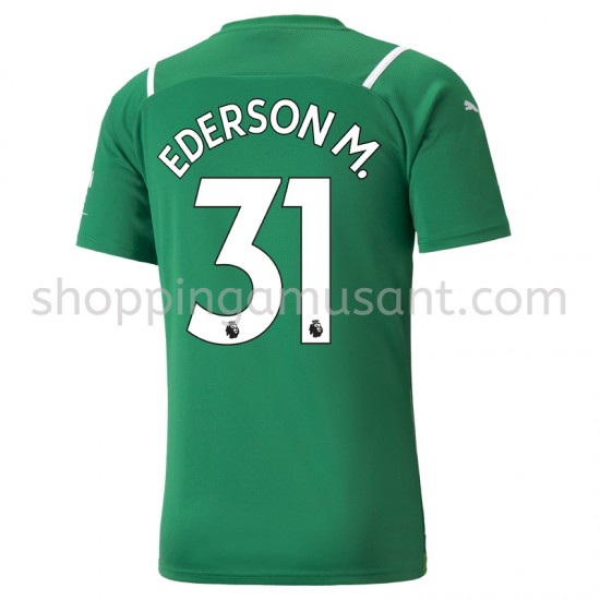 Maillot de Foot Manchester City Gardien Ederson 31 Extérieur 2021-2022 Manche Courte