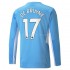 Maillot de Foot Manchester City Kevin De Bruyne 17 Domicile 2021-2022 Manche Longue