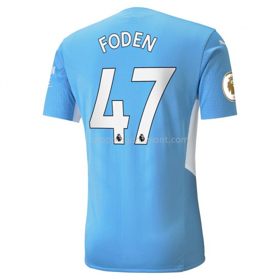 Maillot de Foot Manchester City Phil Foden 47 Domicile 2021-2022 Manche Courte