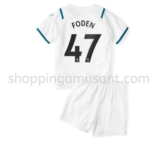 Maillot de Foot Manchester City Phil Foden 47 Enfant Extérieur 2021-2022 Manche Courte