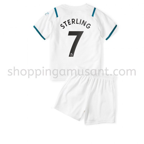 Maillot de Foot Manchester City Raheem Sterling 7 Enfant Extérieur 2021-2022 Manche Courte