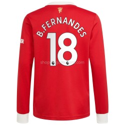 Maillot de Foot Manchester United Bruno Fernandes 18 Domicile 2021-2022 Manche Longue