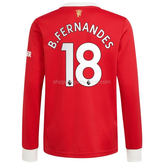 Maillot de Foot Manchester United Bruno Fernandes 18 Domicile 2021-2022 Manche Longue
