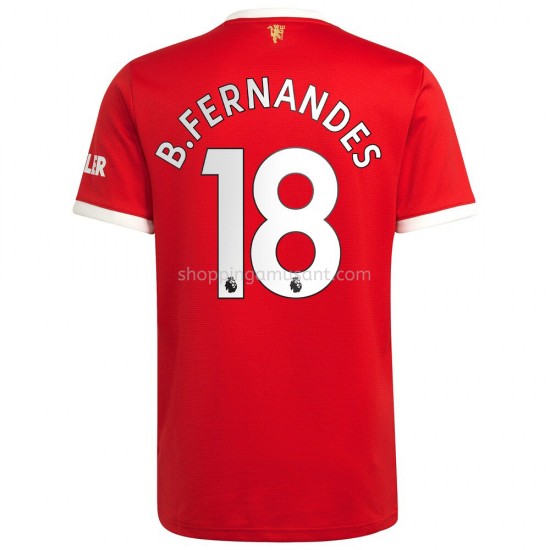 Maillot de Foot Manchester United Bruno Fernandes 18 Domicile 2021-2022 Manche Courte