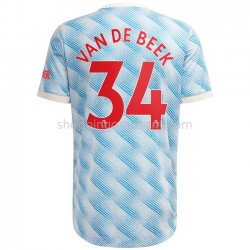 Maillot de Foot Manchester United Donny Van De Beek 34 Extérieur 2021-2022 Manche Courte