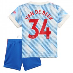 Maillot de Foot Manchester United Donny Van De Beek 34 Enfant Extérieur 2021-2022 Manche Courte
