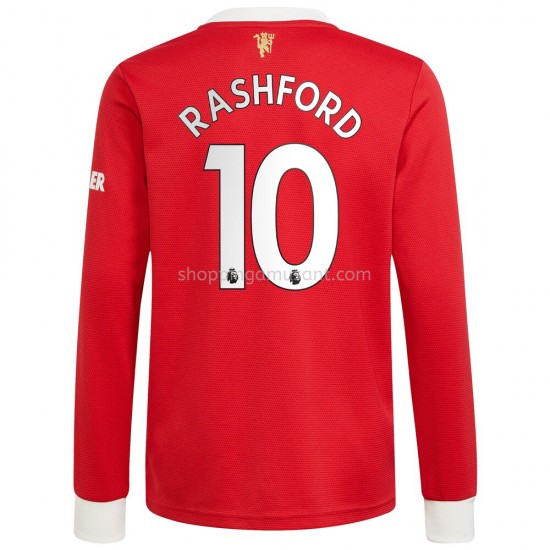 Maillot de Foot Manchester United Marcus Rashford 10 Domicile 2021-2022 Manche Longue