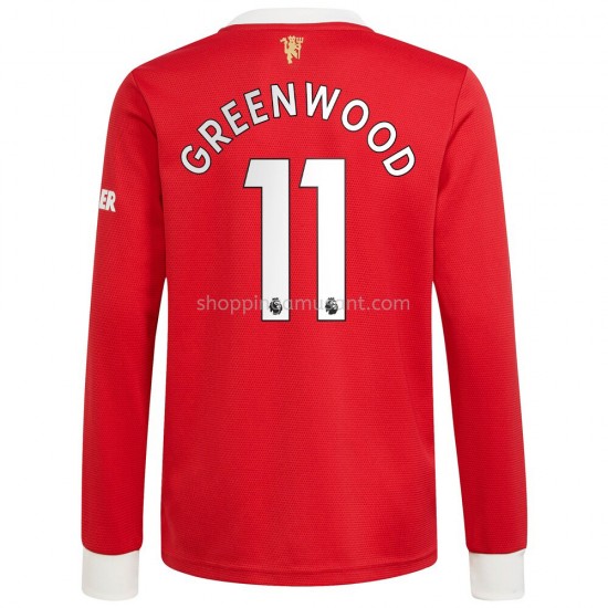 Maillot de Foot Manchester United Mason Greenwood 11 Domicile 2021-2022 Manche Longue
