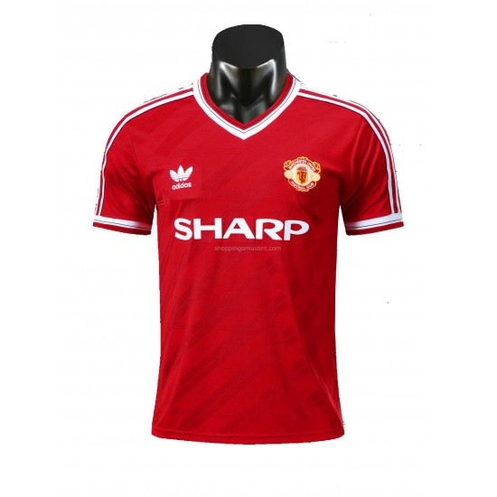 Maillot de Foot Manchester United Retro Domicile 1986 Manche Courte