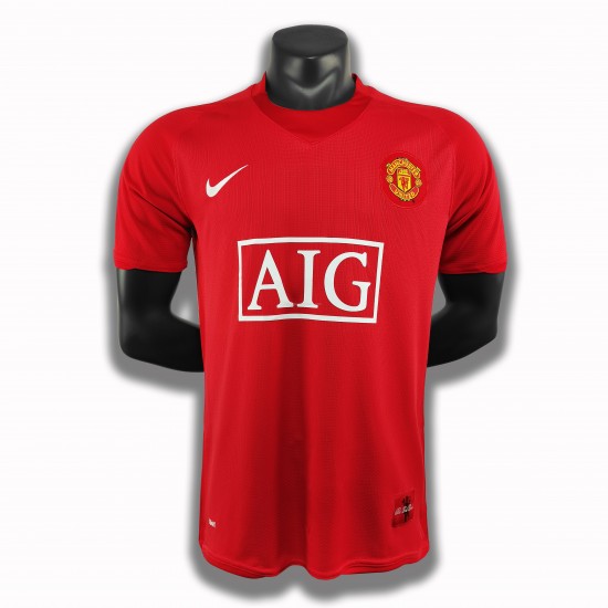 Maillot de Foot Manchester United Retro Domicile 2007-2008 Manche Courte