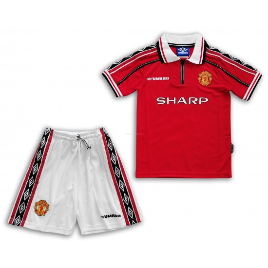 Maillot de Foot Manchester United Retro Enfant-Domicile 1998-1999 Manche Courte