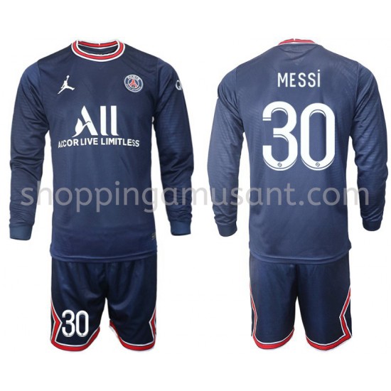 Maillot de Foot Paris Saint-Germain MESSI 30 Enfant Domicile 2021-2022 Manche Longue