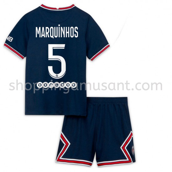 Maillot de Foot Paris Saint-Germain PSG Marquinhos 5 Enfant Domicile 2021-2022 Manche Courte
