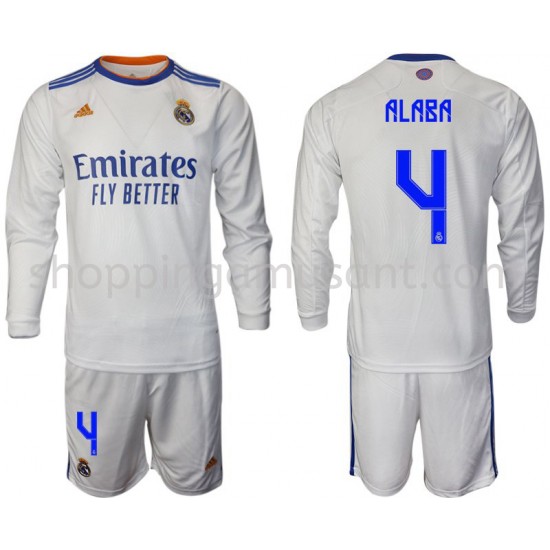 Maillot de Foot Real Madrid Alaba 4 Enfant Domicile 2021-2022 Manche Longue