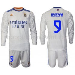 Maillot de Foot Real Madrid Benzema 9 Enfant Domicile 2021-2022 Manche Longue