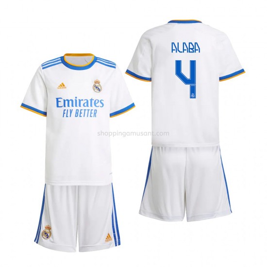 Maillot de Foot Real Madrid David Alaba 4 Enfant Domicile 2021-2022 Manche Courte