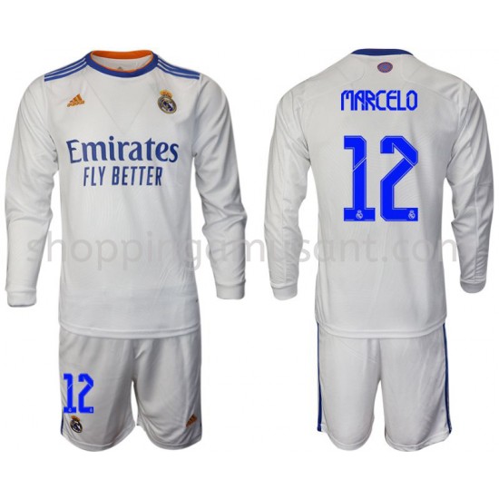 Maillot de Foot Real Madrid Marcelo 12 Enfant Domicile 2021-2022 Manche Longue