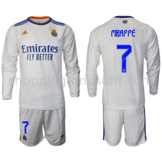 Maillot de Foot Real Madrid Domicile Mbappe 7 2021-2022 Manche Longue
