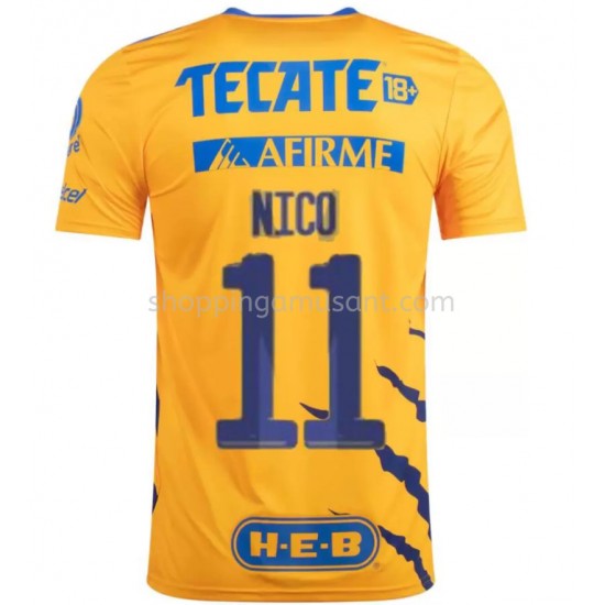 Maillot de Foot Tigres UANL Nico Lopez 11 Domicile 2021-2022 Manche Courte