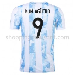 Maillot de Foot Argentine Kun Agüero 9 Domicile 2021 Manche Courte