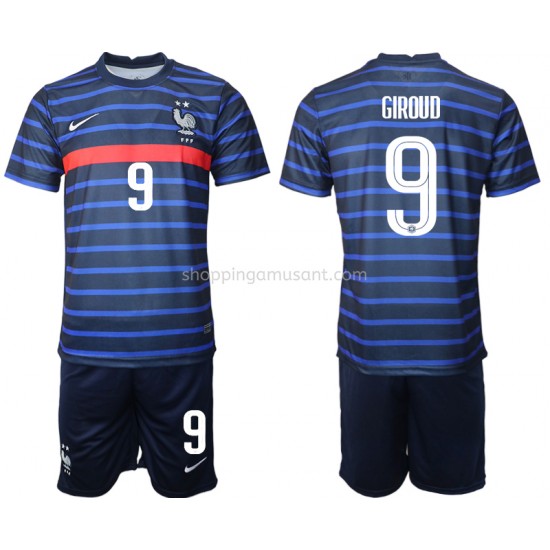 Maillot de Foot France Olivier Giroud 9 Enfant Domicile Euro 2020 Manche Courte