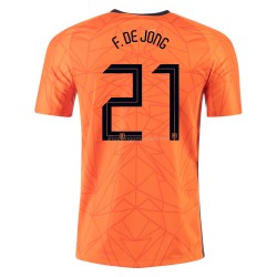 Maillot de Foot Pays-Bas Frenkie de Jong 21 Domicile Euro 2020 Manche Courte