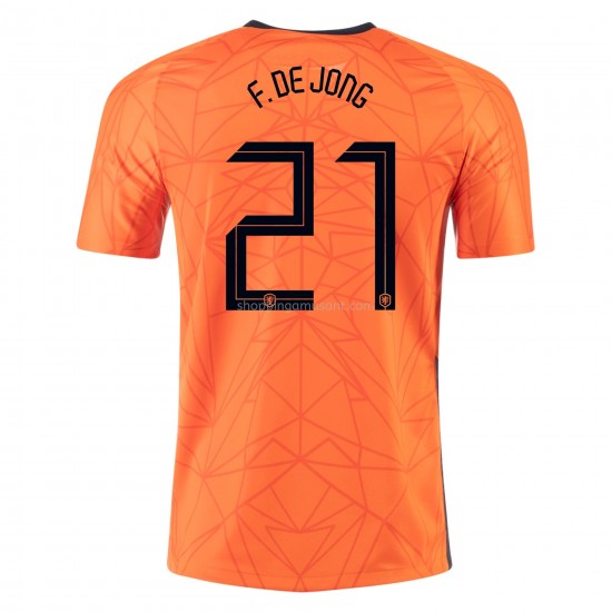 Maillot de Foot Pays-Bas Frenkie de Jong 21 Domicile Euro 2020 Manche Courte