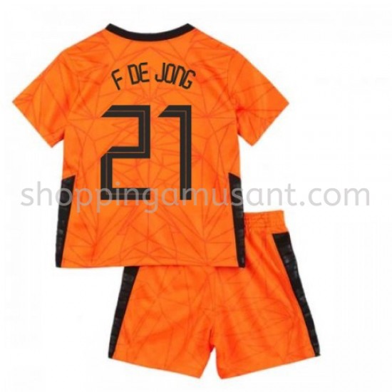 Maillot de Foot Pays-Bas Frenkie de Jong 21 Enfant Domicile Euro 2020 Manche Courte