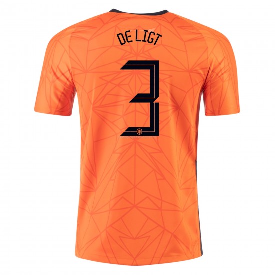 Maillot de Foot Pays-Bas MATTHIJS DE LIGT 3 Domicile Euro 2020 Manche Courte