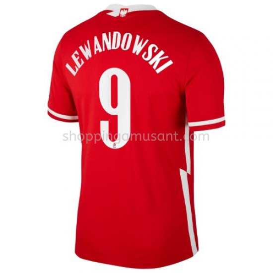 Maillot de Foot Pologne Robert Lewandowski 9 Extérieur Euro 2020 Manche Courte