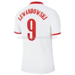 Maillot de Foot Pologne Robert Lewandowski 9 Domicile Euro 2020 Manche Courte