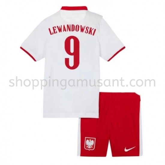 Maillot de Foot Pologne Robert Lewandowski 9 Enfant Domicile Euro 2020 Manche Courte