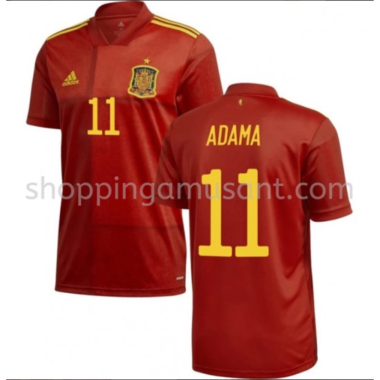 Maillot de Foot Espagne Adama 11 Domicile Euro 2020 Manche Courte
