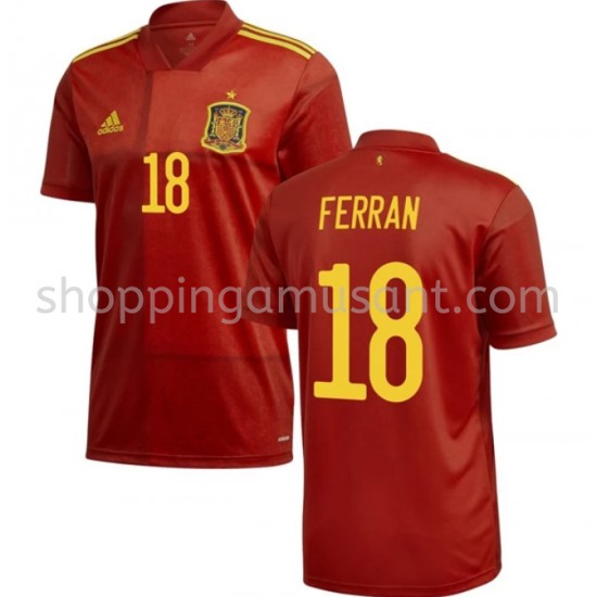 Maillot de Foot Espagne Ferran 18 Domicile Euro 2020 Manche Courte