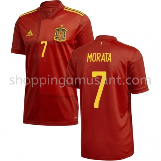 Maillot de Foot Espagne Morata 7 Domicile Euro 2020 Manche Courte